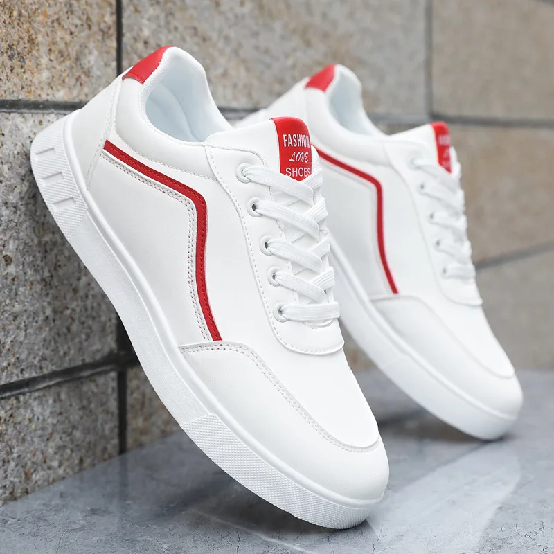 White Vulcanized Sneakers for Men, Flats, Comfortable Shoes, Lace Up, Fashion, Plus Size, 39-48, Autumn, Spring 3