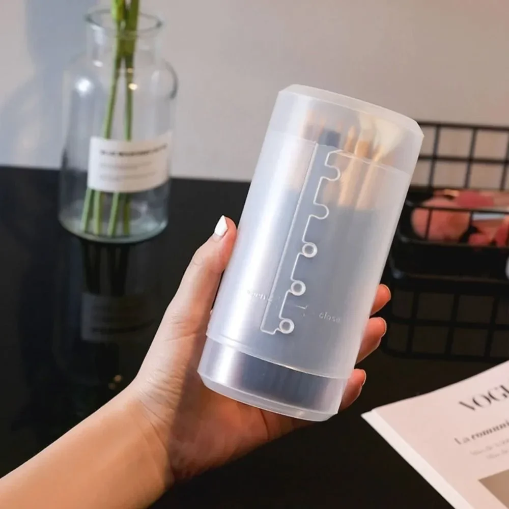 1PC Transparent Adjustable Height PVC Makeup Brush Holder Display Storage Cup Organizer With Lid Dustproof Toiletry Package Box