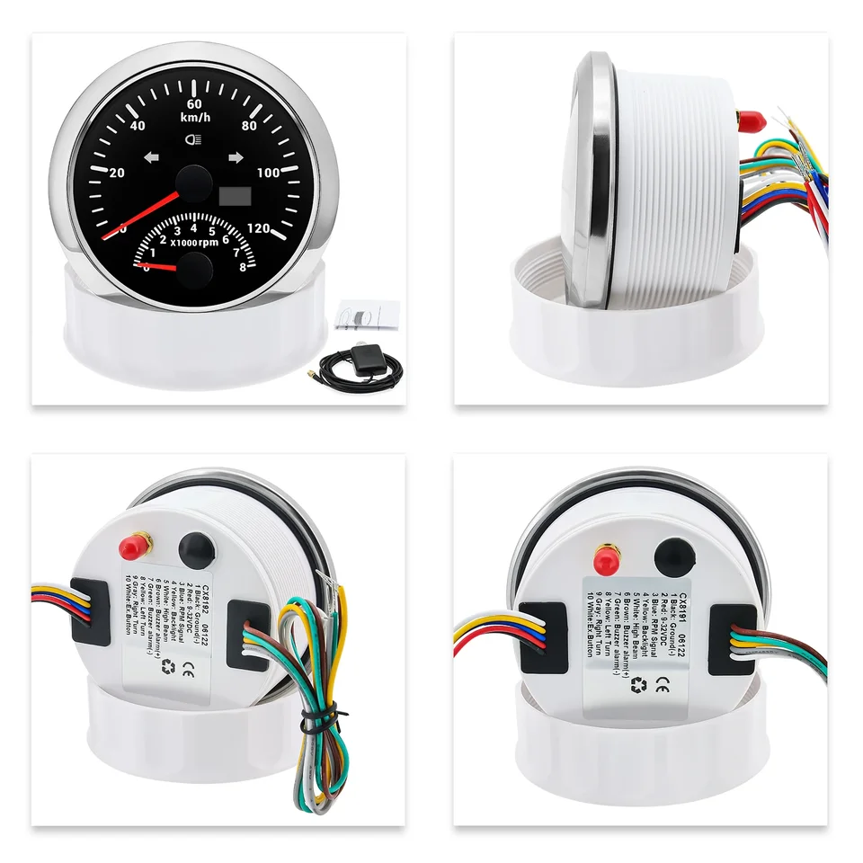 KUS GPS Speedometer 0-120 Km/h - 85mm Waterproof Gauge For Cars & Motorcycles (12V/24V)