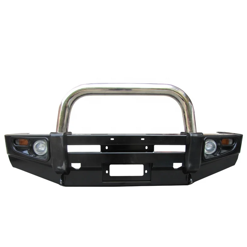 

Wholesale Car Accessory Rolled Steel Front Bumper For Land Cruiser 100 With Lamp