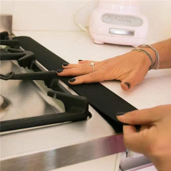 Kitchen Silicone Stove Counter Gap Cover Heat Resistant Wide & Long Gap Filler Seals Spills Between Counter stove gap cover