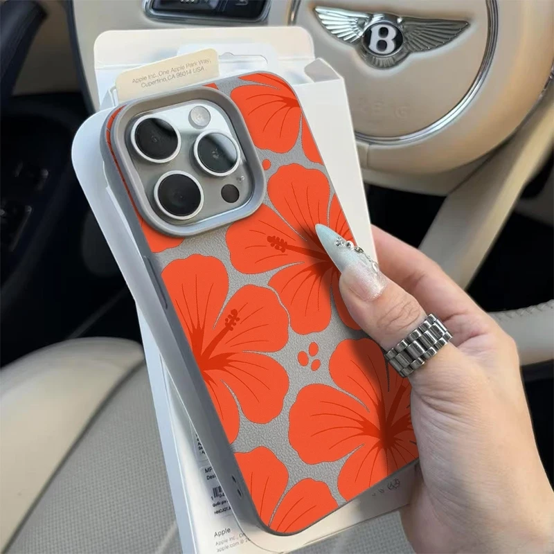 Orange Hawaiian Floral Pattern Phone Case Cover