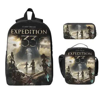 3Pcs Expedition 33 School bags Set for Kids Pen Bags Backpack Sets with Lunch Box For School Students Knapsack 1