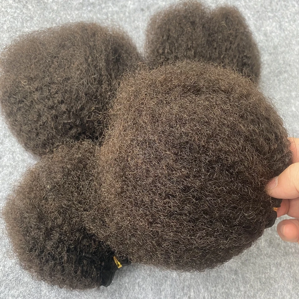 Raw Human Hair Weave Fluffy Bundles Deal Double Drawn Afro Kinky Curly Bundles Natural Black Remy Wavy Hair Extensions 3Bundles - 6