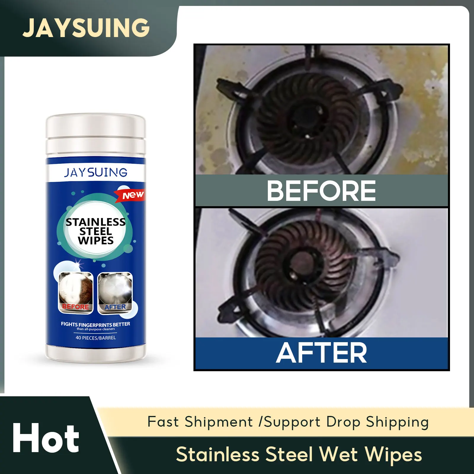 Stainless Steel Wet Wipes Oil Dirt Stain Remval Anti Rust Water Oil Spot Metal Polishing Pot Bottom Cleaning Cookware Cleaner