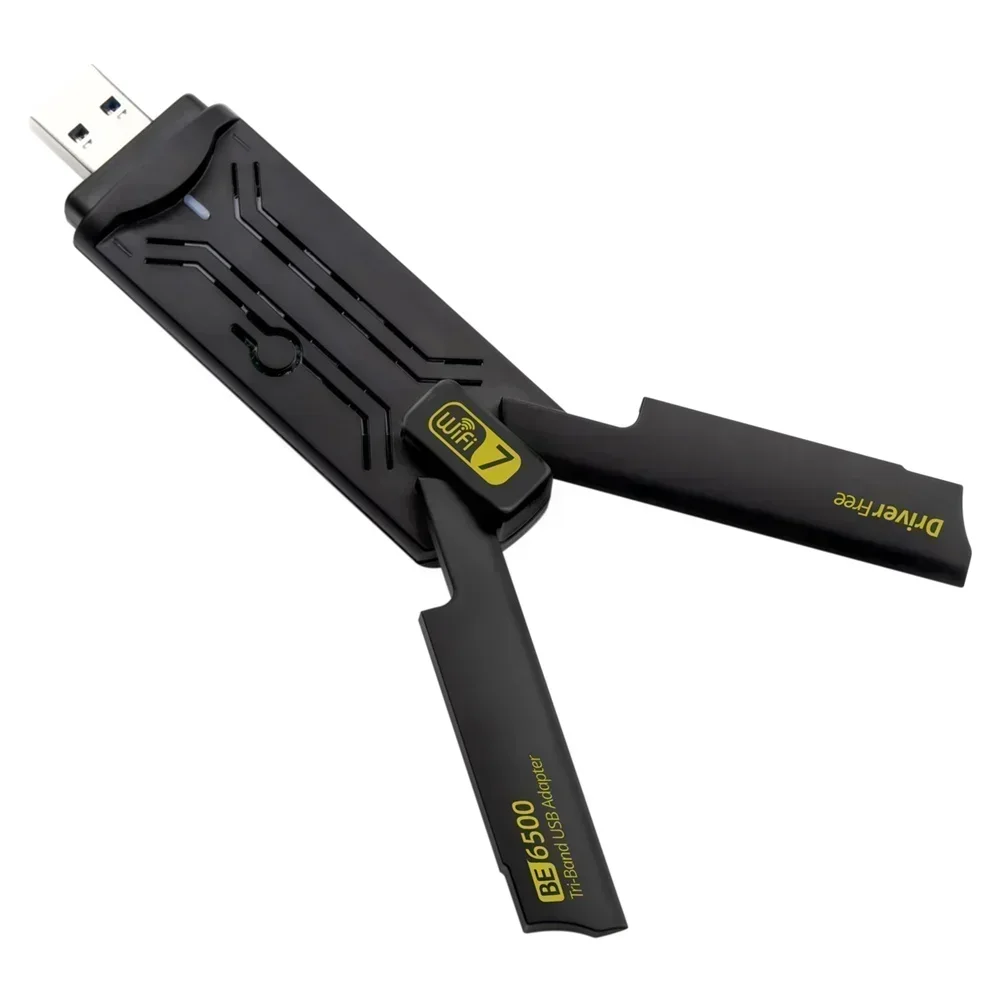 WiFi 7 USB 3.0 Adapter BE6500 Network Card Tri Band 6G/5G/2.4G USB Dongle Wireless Wireless Receiver Free Driver Win 10 11