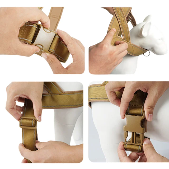 Tactical Anti-Pull Dog Harness - 1000D Nylon Adjustable for Large Dogs, Outdoor Training Vest with Handle & Reflective 6