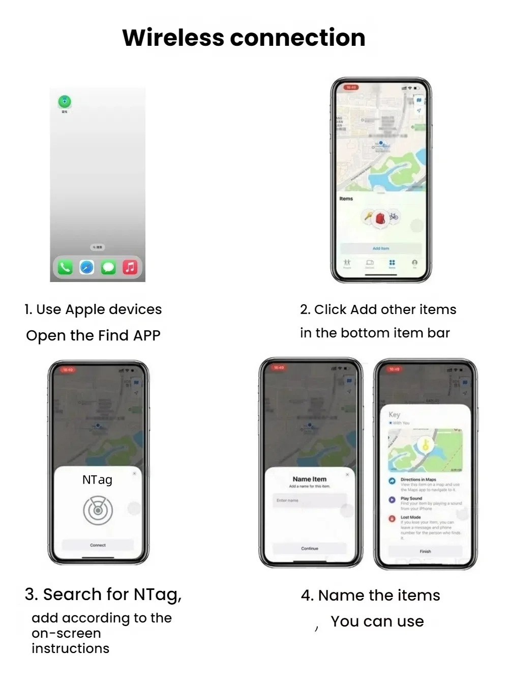 Bluetooth GPS Tracker for NTag Apple Find My to Locate Bag Bottle Card Wallet Bike Keys Finder Compact & Lightweight