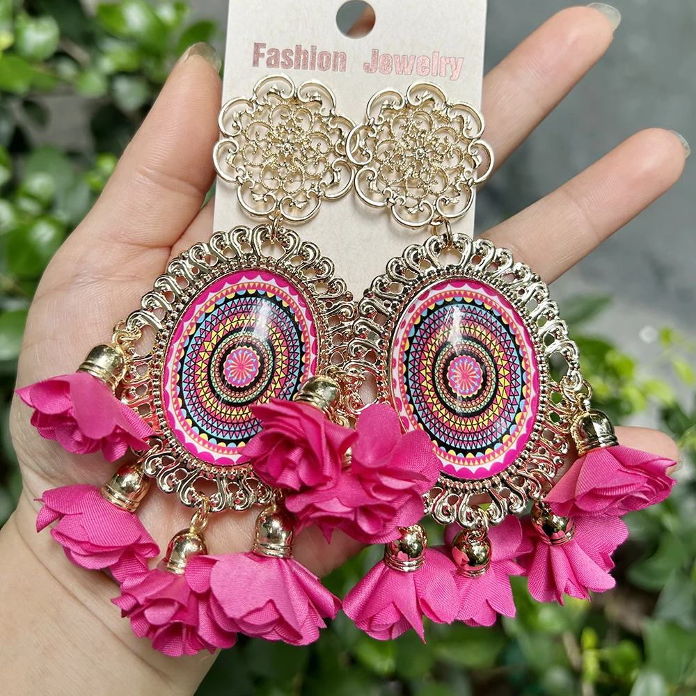 Boucles D'oreilles Femme Boho Colorées Et Brillantes Avec Strass - Neuf Avec étiquettes