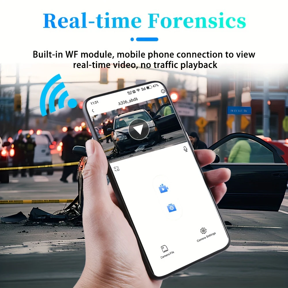 Black 1080P WIFI Dash Cam for Cars with Rear View Camera