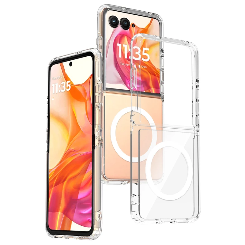 ELVEV Magnetic Transparent Soft TPU + Hard PC Protective Phone Case