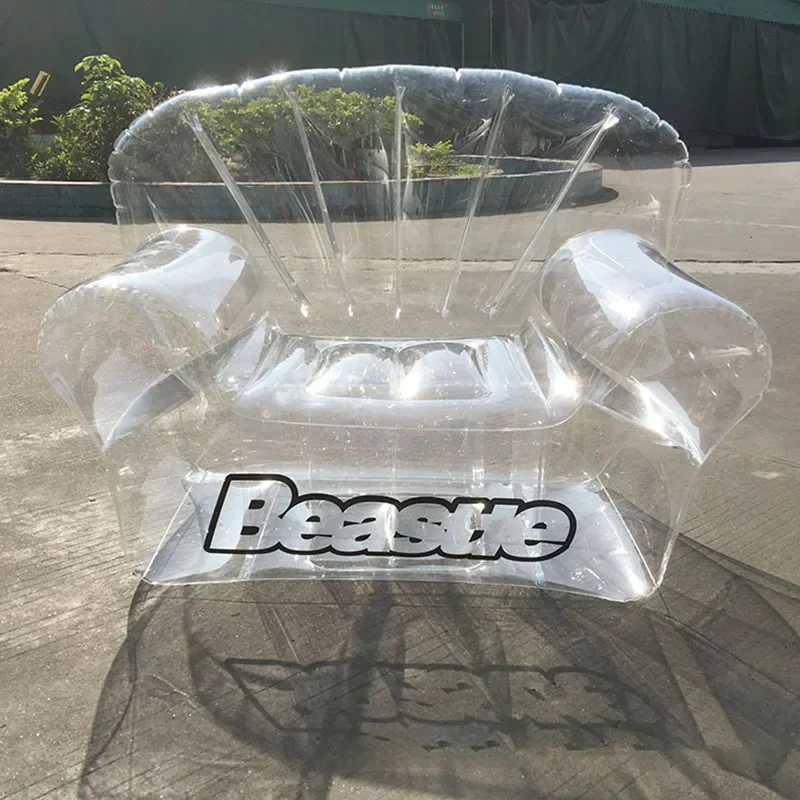 *Sun Loungers PVC Transparent Inflatable Sofa Home Lounge Chair Outdoor Terrace Furniture Beach Camping Fan Shaped Lazy Armchair