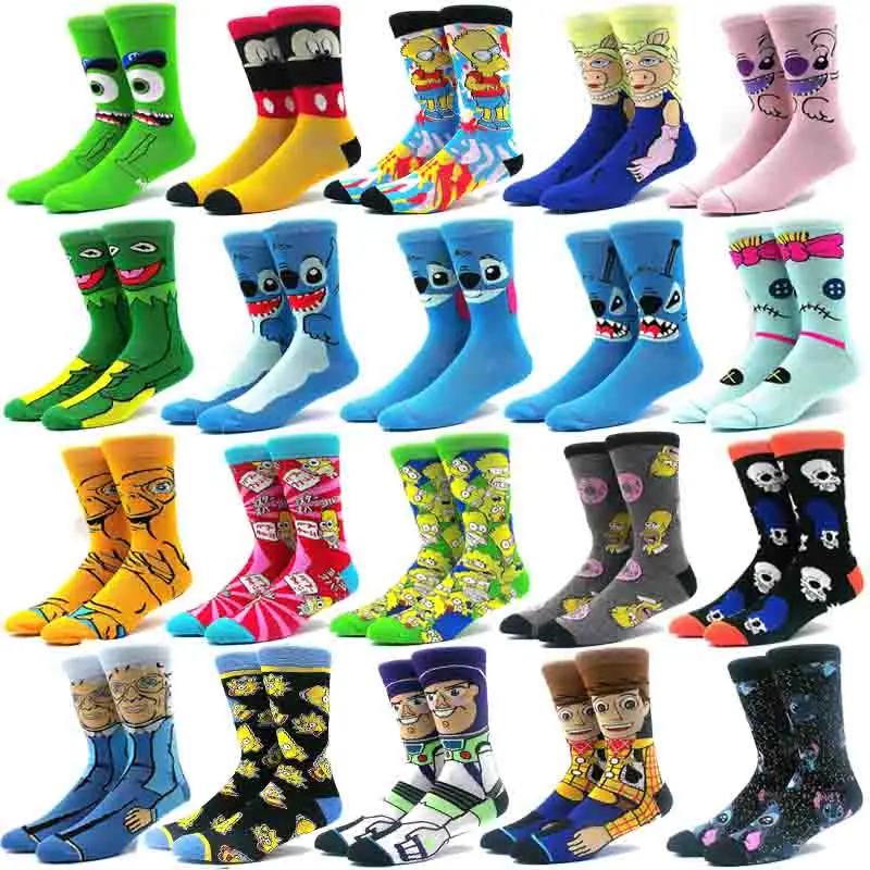 Calcetines divertidos de dibujos animados para hombre y mujer, calcetín  Unisex con estampado de Los Simpsons, Hip Hop, Skateboard cómodo -  AliExpress