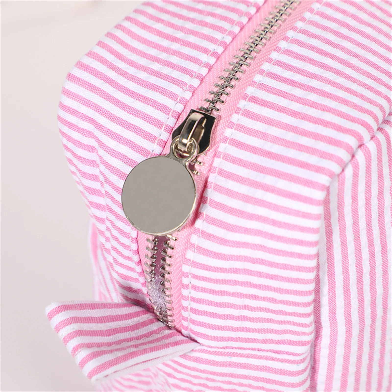 Seersucker Cosmetic Bag For Women Storage Makeup Bags Embroidery Toiletry Bag Bridesmaid Gift 4
