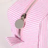 Seersucker Cosmetic Bag For Women Storage Makeup Bags Embroidery Toiletry Bag Bridesmaid Gift 4