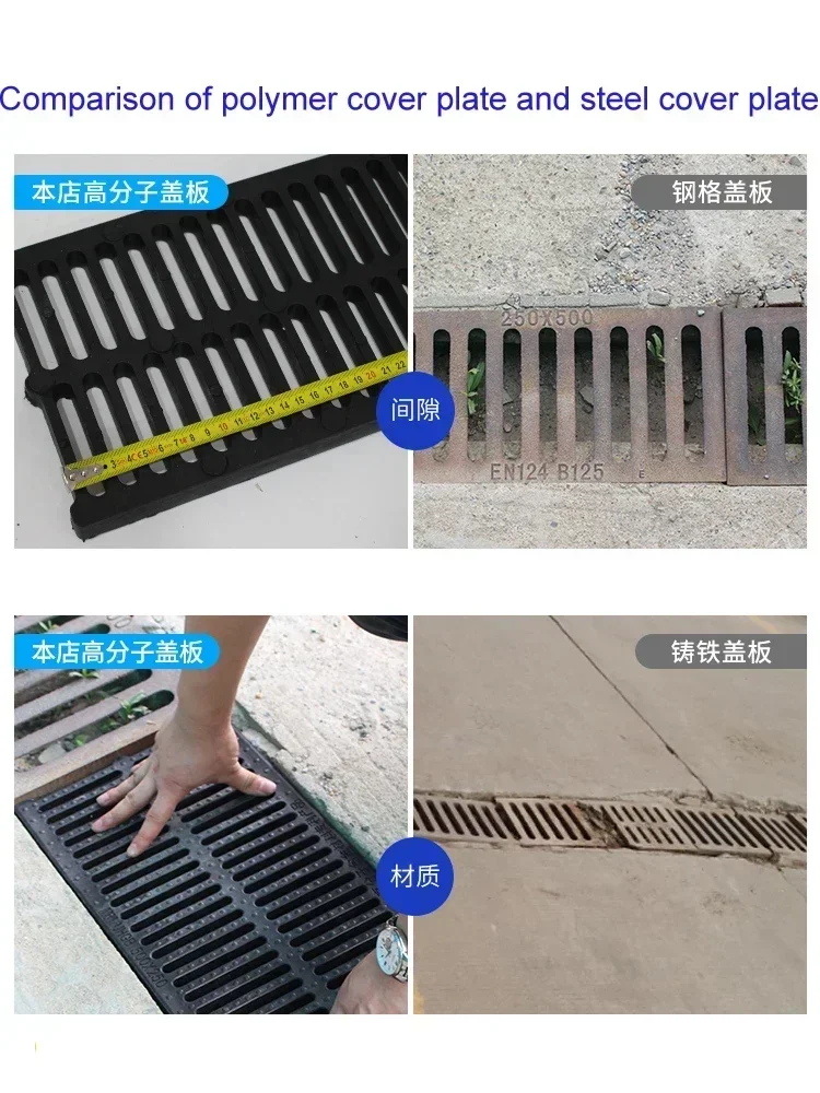 Resin Plastics Flame Retardant Outdoor Or Kitchen Sewers Grille, Gutter Cover Grids Rain Grate Rectangular Well Cover