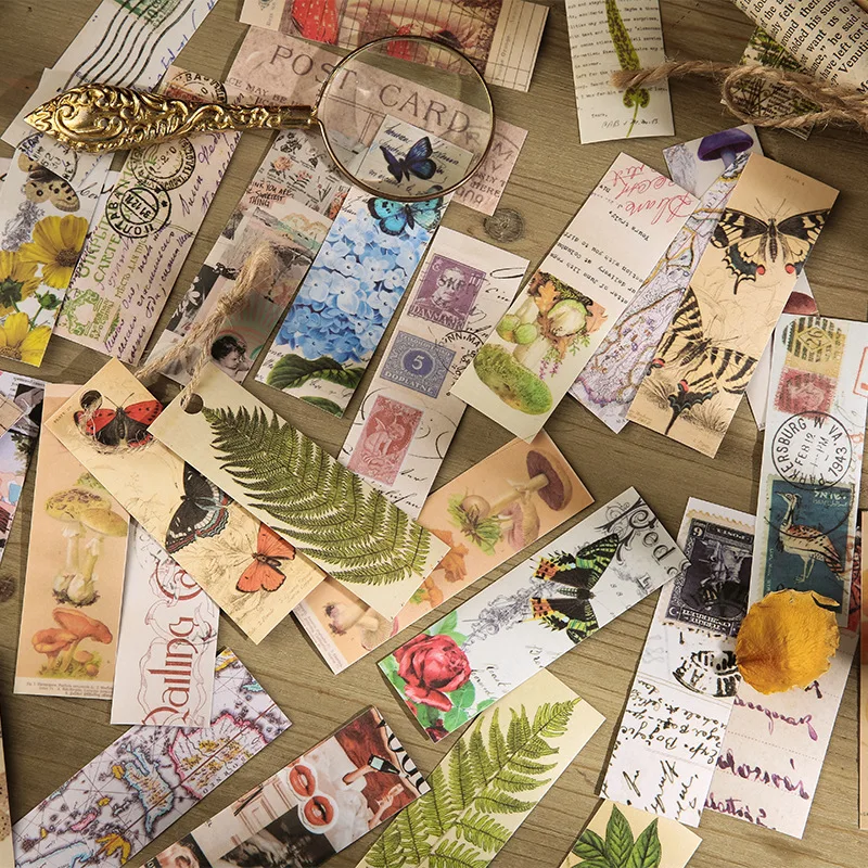 

50 pcs/pack Strip Sticker Book Retro Artistic Notebook Base Material Paper Adhesive Diy Sticker Junk Journal Supplies