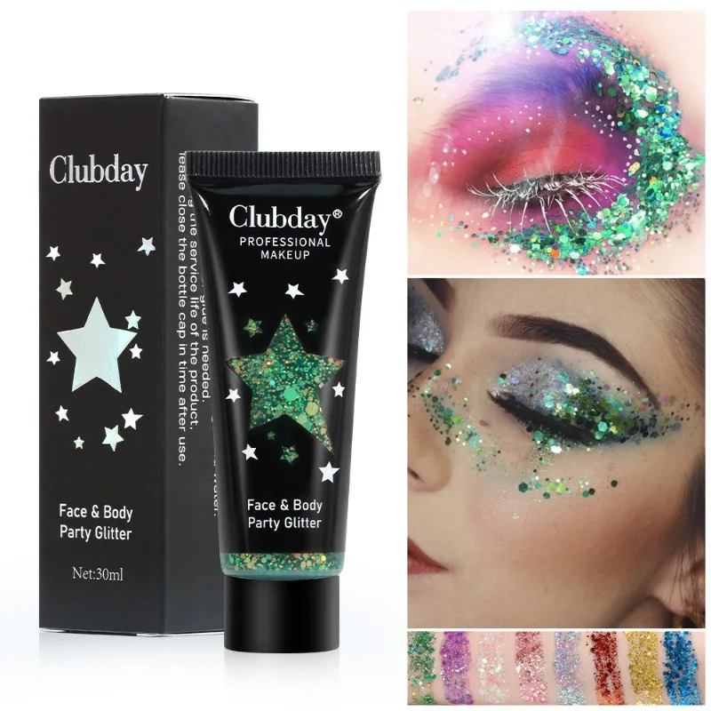 Shimmer Eye&Body Glitter Sequins Gel Smear Face Art Flash Loose Sequins Cream Glitter Nail Hair Stickers Makeup Party Festival 3
