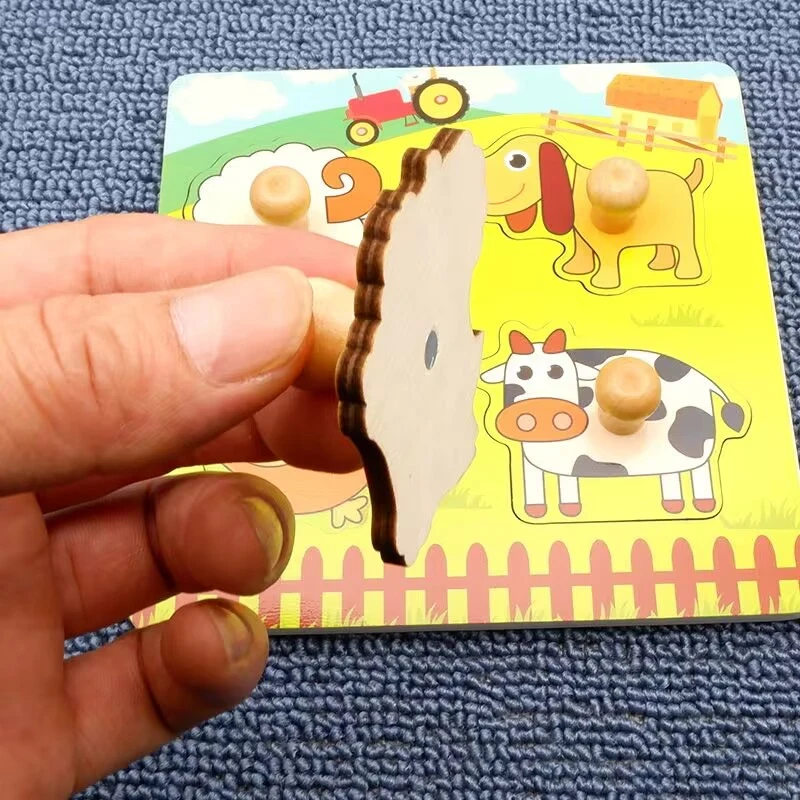 Kids Montessori 3D Wooden Puzzle Hands Grab Child Puzzle Educational Learning Toys Baby Games Puzzles For Kids 1 2 3 Years Old 2