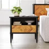 Lenia Solid Wood Nightstand with Drawer & Open Storage – Mid Century Modern Side Table, Bedroom or Living Room Night Stand, Stur 1