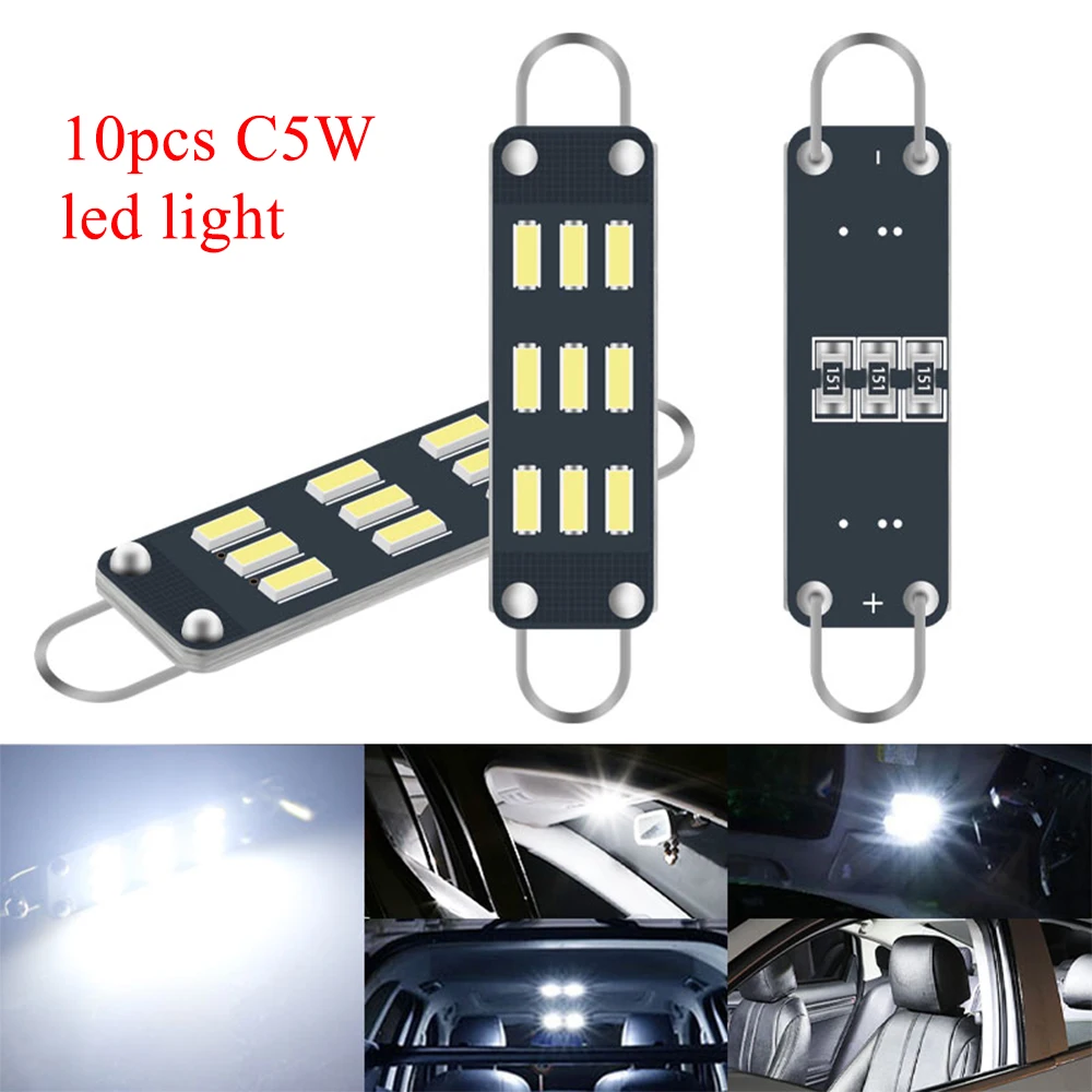 

10pcs Led c5w c10w interior Lights Festoon 31mm 36mm 39mm 41mm Car signal lights Roof light reading light LED License plate lamp