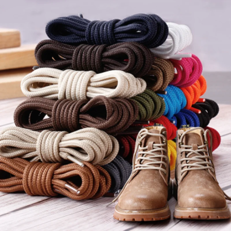 1 Pair classic solid round 120cm waxed polyester shoe laces boot laces sneaker shoelace 6 colors
