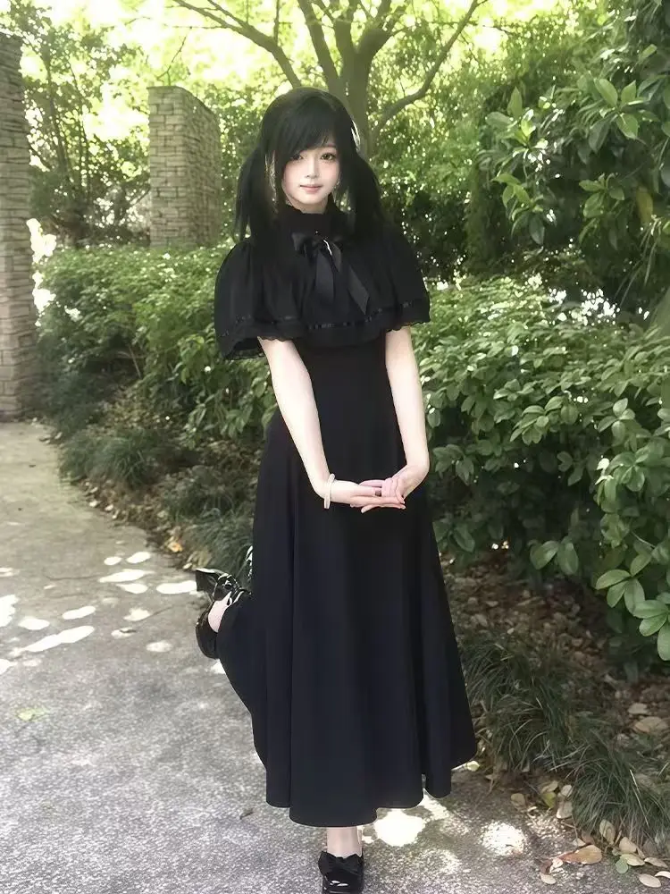 Gothic 2025 Summer Slim Lace Dress Women High Street Vintage