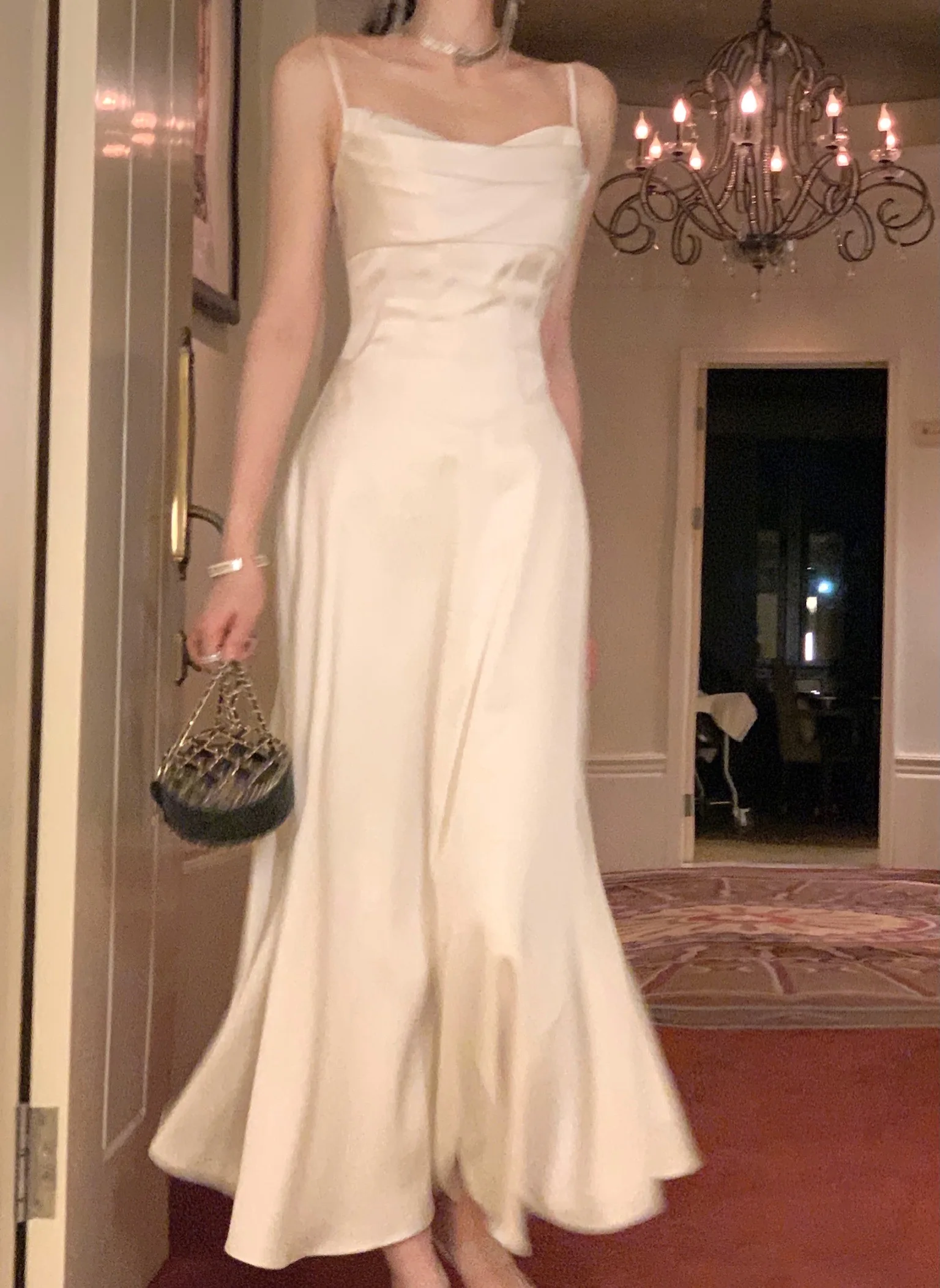 New Summer Satin Midi Dress Women Slim Spaghetti Strap Elegant Party Dresses Wedding Evening Birthday Backless Prom Robe Clothes