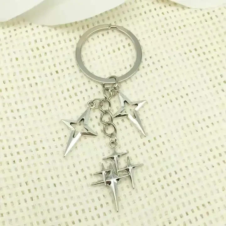 Llavero Con Colgante Metal Y2K Para Mujer, Trella Cristal, Luna, Llavero Coche Vacacion, Adorno Para Bolso