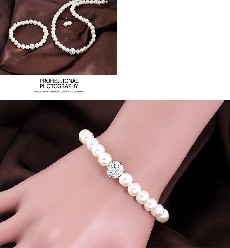 

New three-piece high-grade pearl necklaces earrings bracelets suit earrings accessories sales model Earrings necklace bracelet w