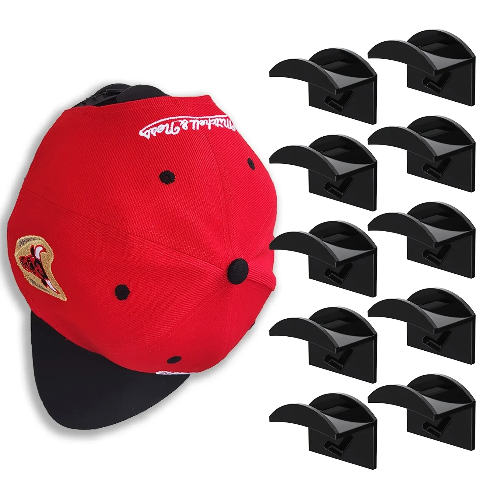 10 pezzi porta cappelli nuovo gancio per berretto da baseball nero design semplice supporto per cappello semplice auricolare collana portaoggetti armadio per abbigliamento