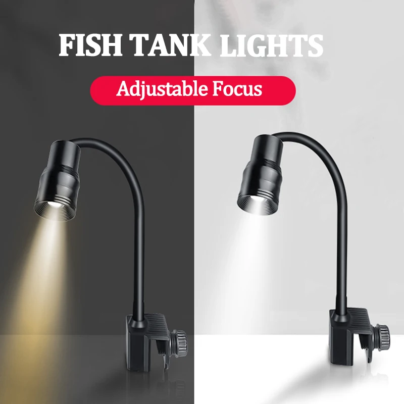 

Аквариумный светильник с регулируемым фокусом, освещение для ландшафтного освещения, Специальный светодиодный светильник с теплым белым светом, аксессуары для аквариума