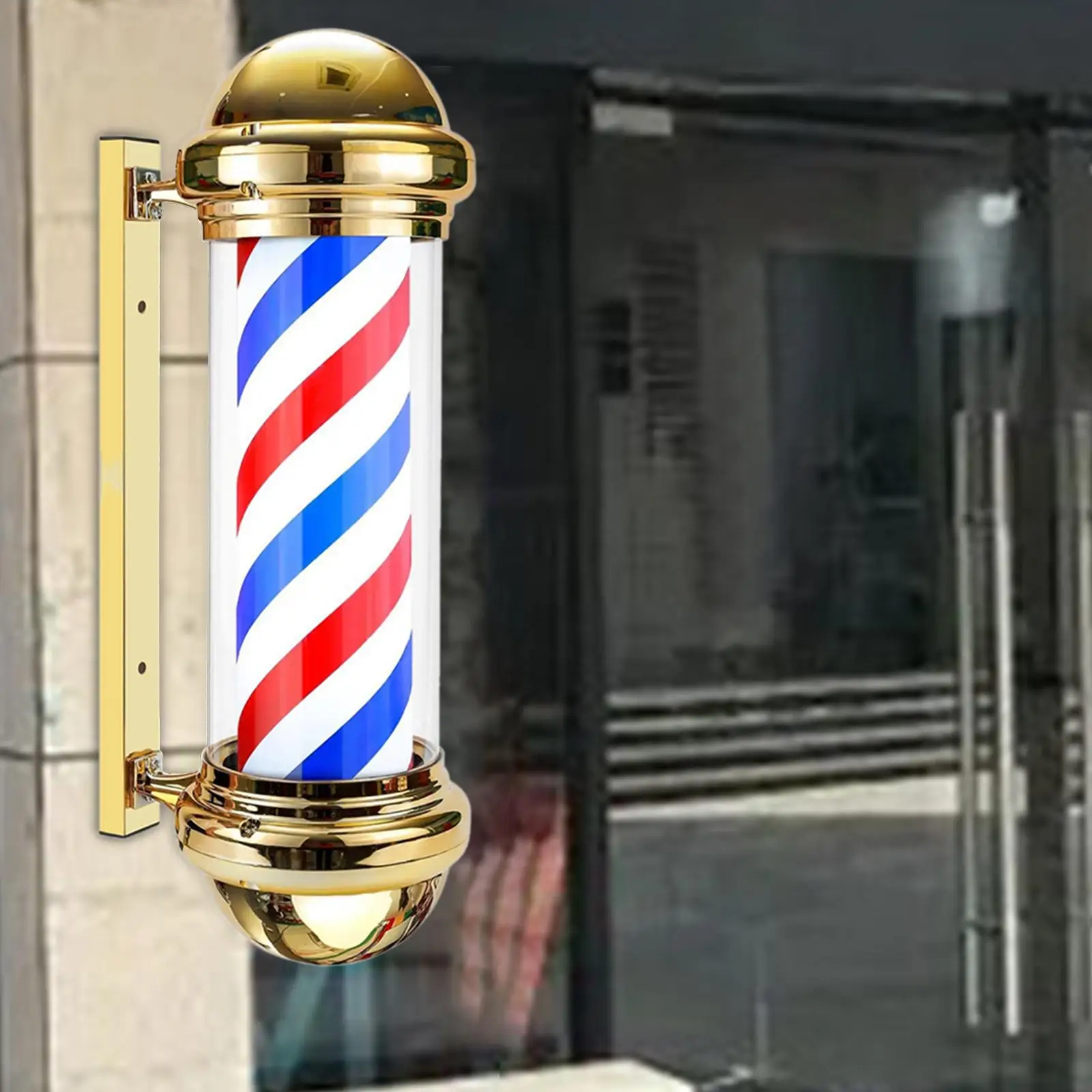 Barber Light Pole Open Sign Stripes Classic Sign Illuminating Barbershop Rotating Light Fixture for Outdoors Hair Salon Outside