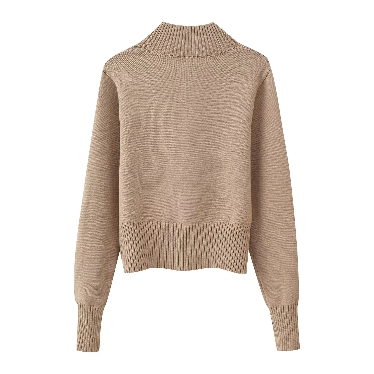 Women New Autumn Winter Zipper Knit Cardigan Female Fashion Stand Collar Double Zipper Korean Long Sleeve Solid Sweater Cardigan