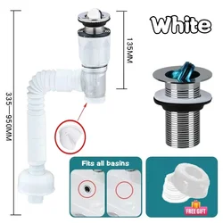 Universal Flip-Top Sink Drain with Retractable Deodorizing Filter and Anti-Clogging Features (A Type-White)