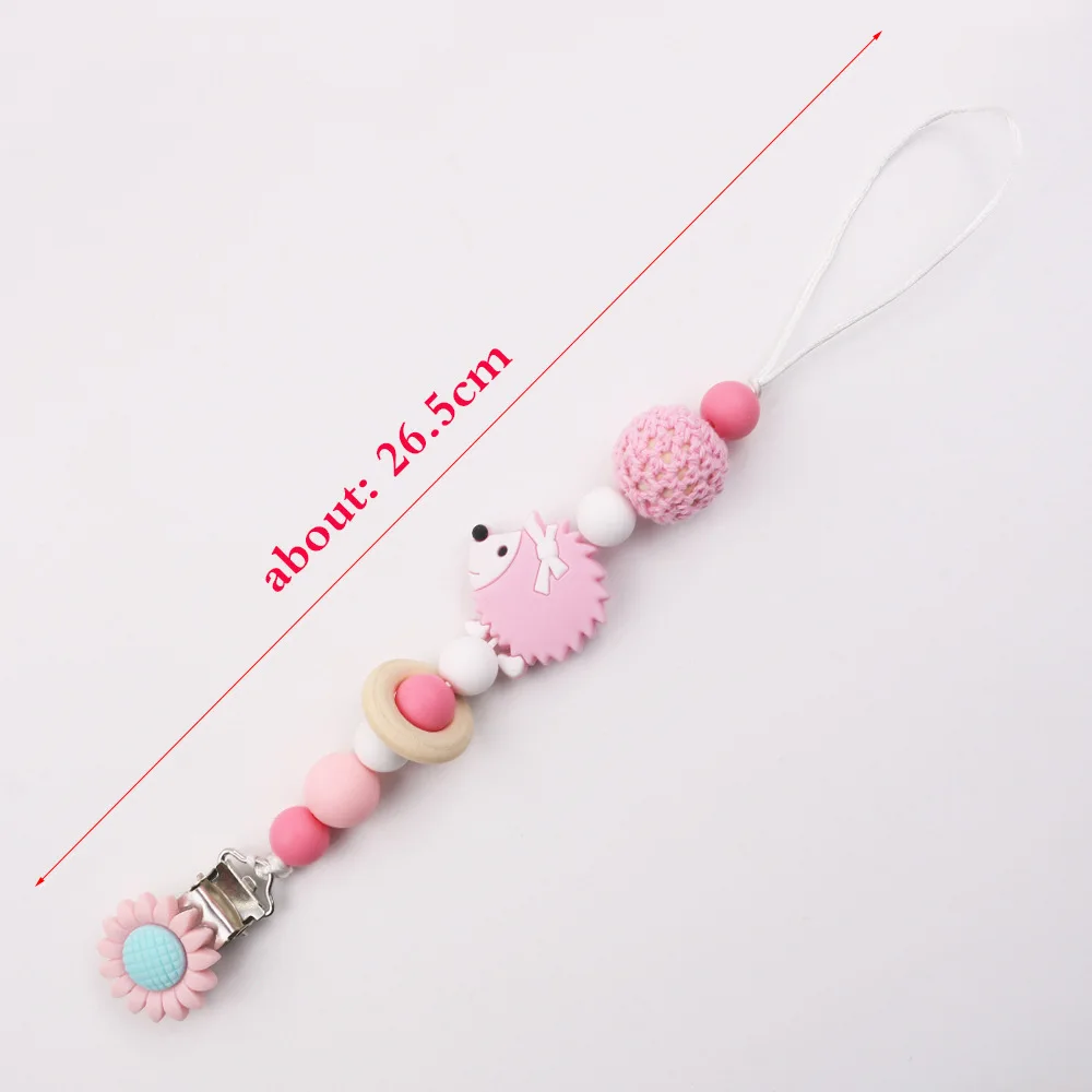 Pacifier Chain Pacifier Clip Pacifier Accessories Baby Pacifier Clip Chain Food Grade Hedgehog Silicone Beads Infant Pacifier Holder Nipple Chain Gift