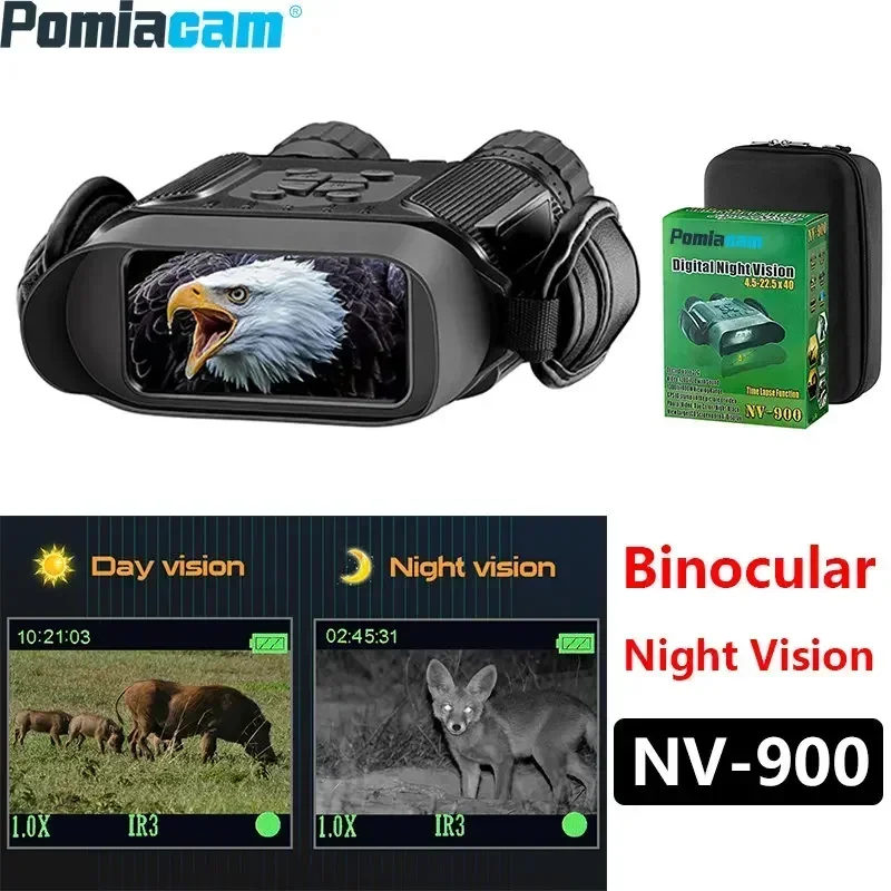 NV-900 720P 4'' Infared Digital Night Vision Binoculars for Scouting 5x Zoom Day and Night Vision Goggles Telescope for Hunting