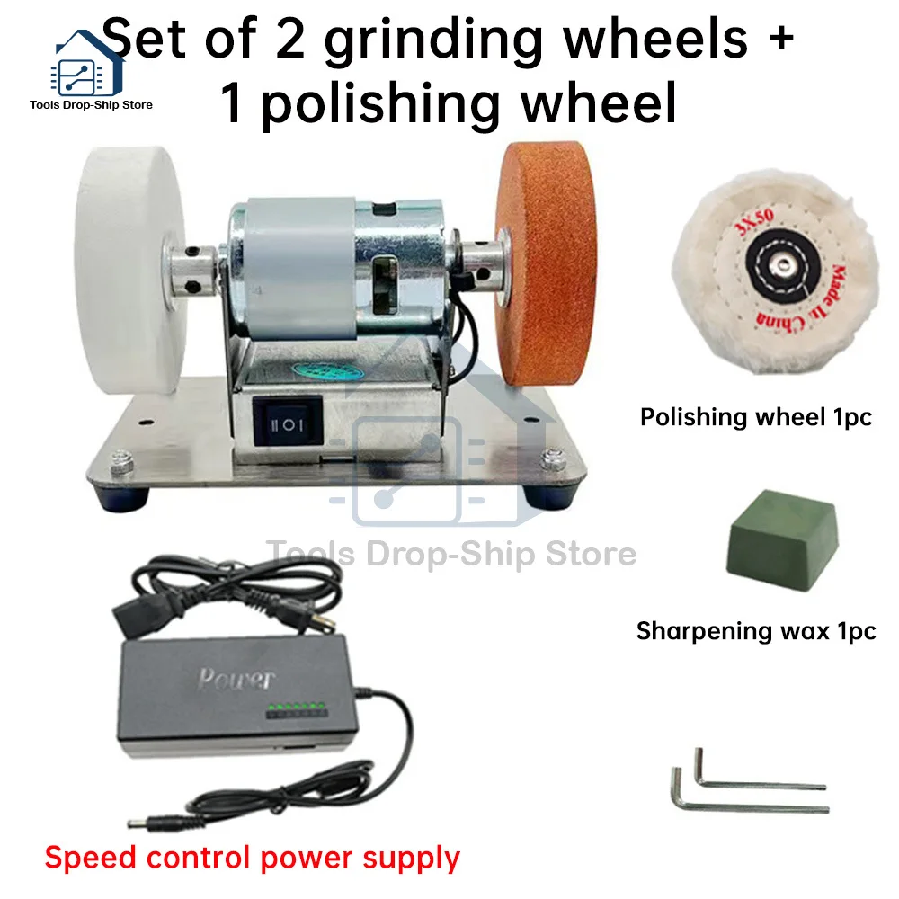 100W Double Grinder Machine Artifact Table Grinder Motor Micro Coarse and Fine Polishing Electric Grinding Wheel Grindig Stone grinding wheel electric polisher wood grinding wheel