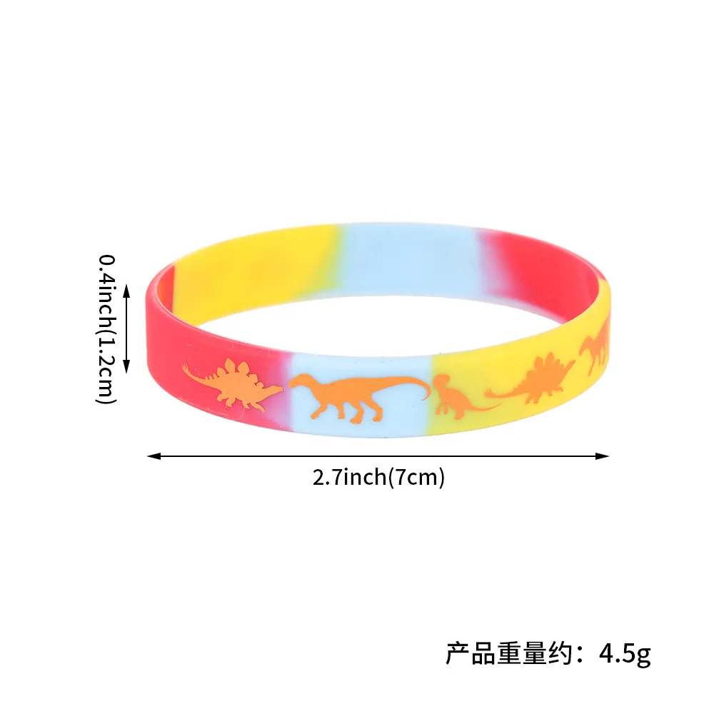 6Pcs Dinosaur Silicone Bracelets Kids Favors Gift For Jurassic World Dinosaur Jungle Birthday Party Decoration Supplies Mixed
