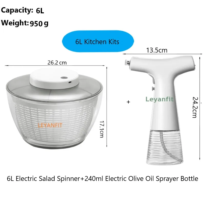 Essoreuse à Salade Automatique, 6L Essoreuse Electrique Salade