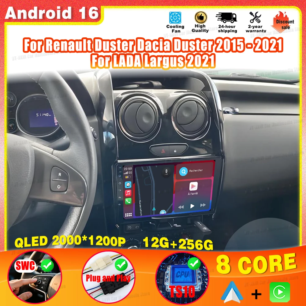 Radio Multimedia para Auto con Android 16 para Renault Duster Dacia Duster 2015-2021 y LADA Largus 2021, Reproductor de Video, GPS, Pantalla IPS 1