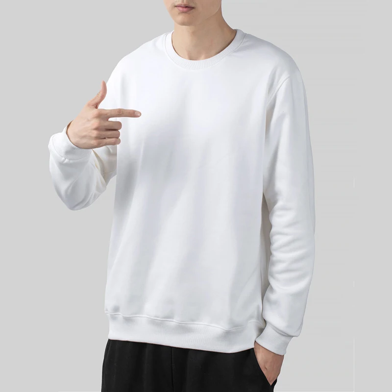 

Mens Long Sleeve T-shirt Spring Autumn Pure Cotton Solid Color Round Neck Tee ,Bottomed Shirt Korean Hip Hop Long Sleeve
