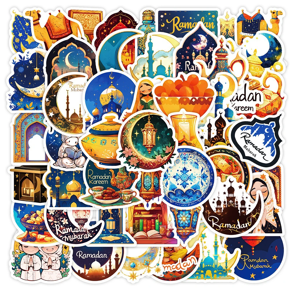 Decorative Stickers Funny Cute Cartoon Ramadan Eid Mubarak Stickers 10/30/50pcs