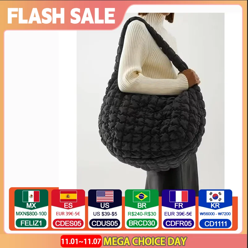 Cloud Bag with Ruffle Design Nylon Soft Lightweight Shoulder Tote main image 0