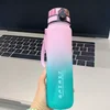 500ML/650ML/1000ML Large Capacity Sports Bottle Motivational Leak Proof Portable Reusable Plastic Cups Outdoor Travel Gym Jugs 3