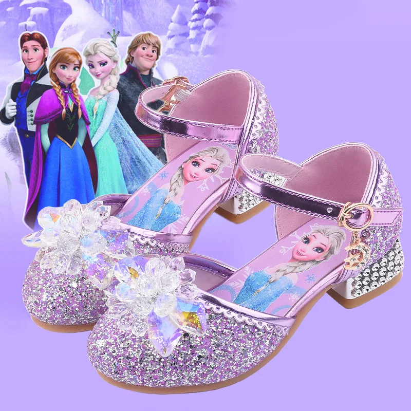 

Kids Summer Crystal Shoes Fashion Frozen Elsa Sweet Bow Children Ballet Flats For Girls Baby Disney Princess Shoes