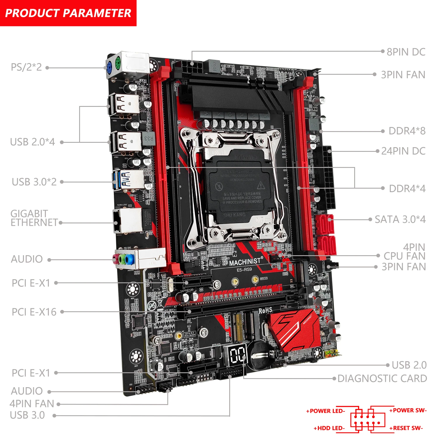 Placa-mãe Rs9 Suporte Lga 20113 Intel Xeon e5 2667 2690 2680 v4 2670 2650 v3 Cpu Memória Ram Ddr4 Nvme M.2 M-atx Machinist-x99 - Imagem 4