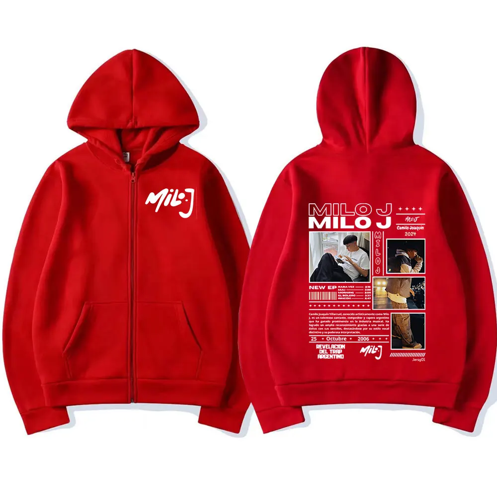 Rapper Milo J 111 Album Merch Zipper Hoodies Men's Women Clothing Vintage Hip Hop Zip Up Hooded Sweatshirts Casual Loose Jackets 3