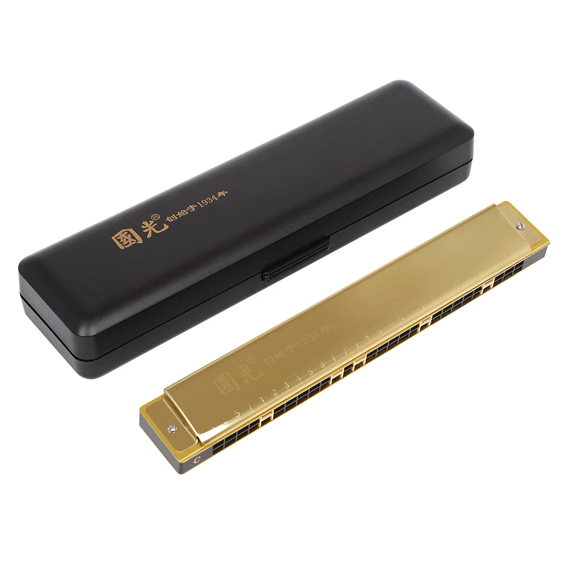 Guoguang 28 Hole Harmonica Polyphony Accent C Harmonica Students Beginners Professional Performce Woodwind Instruments