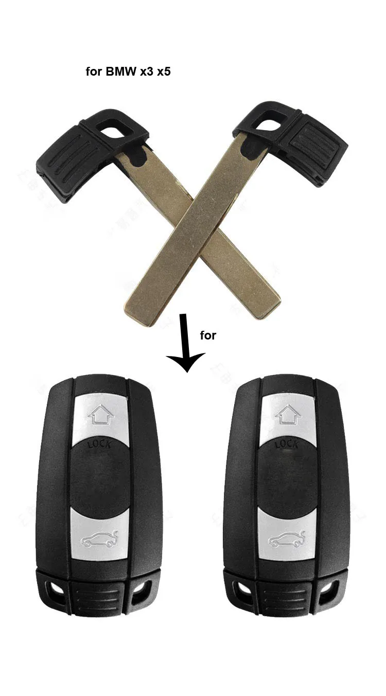 Insert Emergency Smart Key Blade For BMW 1 3 5 7 Series F FEM CAS4 X5 X6 Mini Smart Remote Key Shell Case Uncut Blade key case car key shell car remote key car key key shell